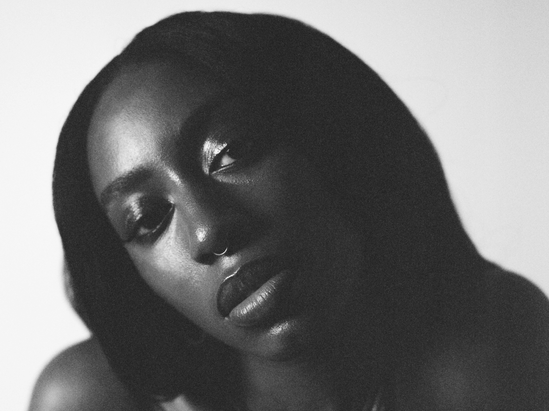 Black and white close up of Jaydonclover's face.